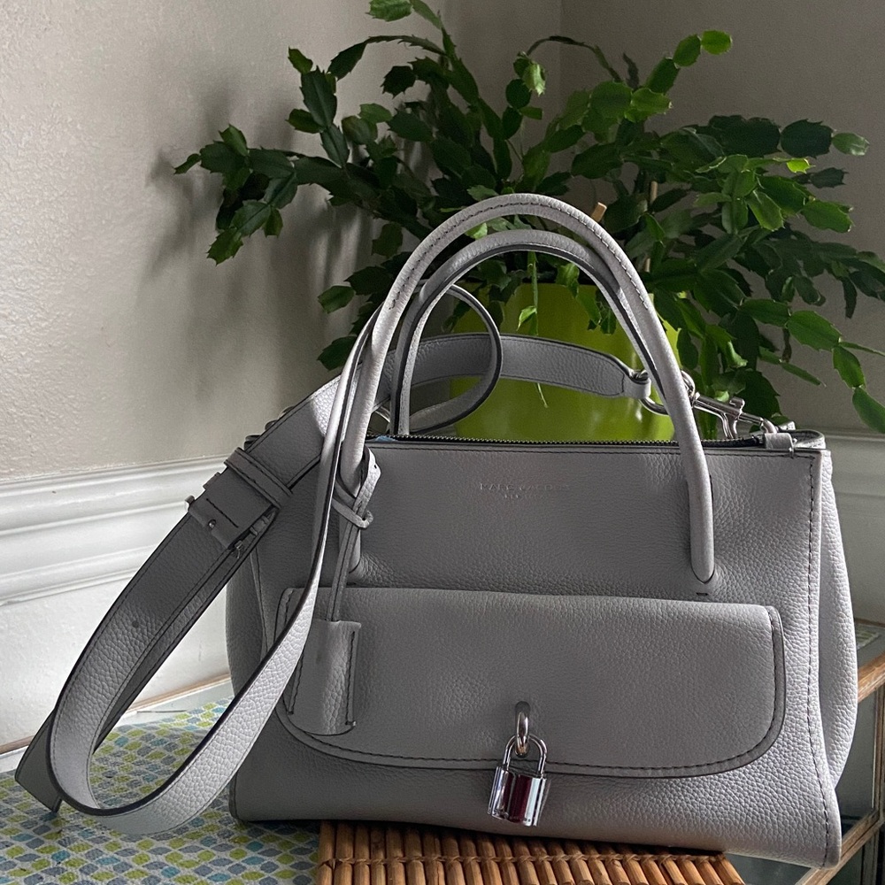 Lock That Leather Light Gray Function Crossbody S… - image 2